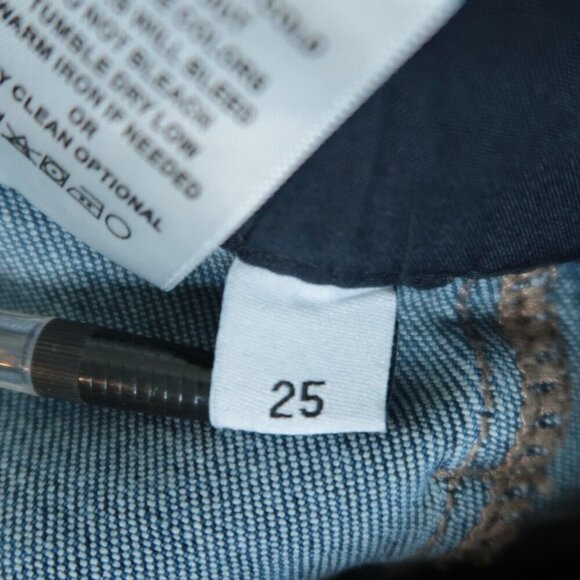 Vervet Plastic Love Stretch Mom Jeans Belted Waistband Seamed Blue Denim Size 25 - Picture 14 of 15